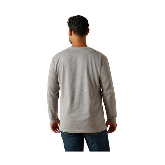 Light gray long-sleeve crewneck shirt shown from the back