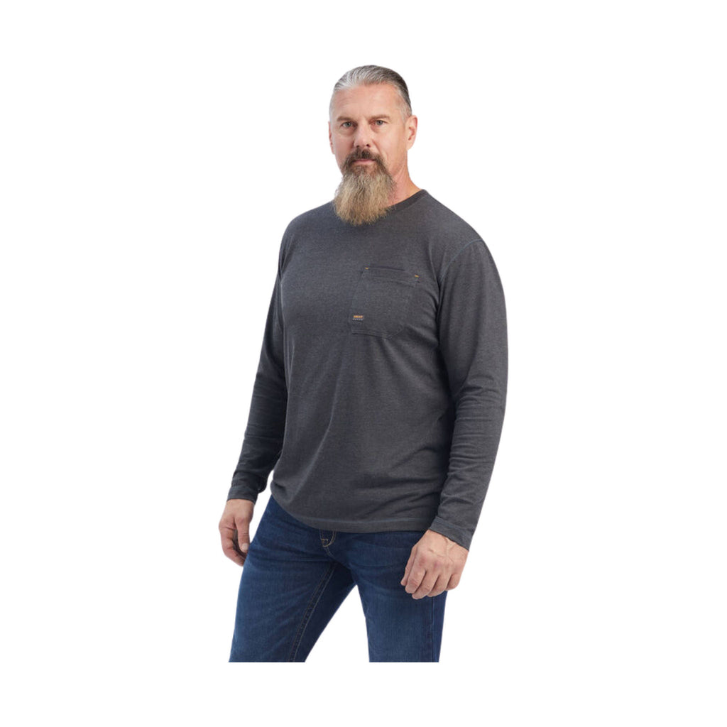 Ariat Men's Rebar Workman Born For This Long Sleeve T Shirt - Charcoal Heather - ONLINE STORE CREDIT/EXCHANGE ONLY - Lenny's Shoe & Apparel