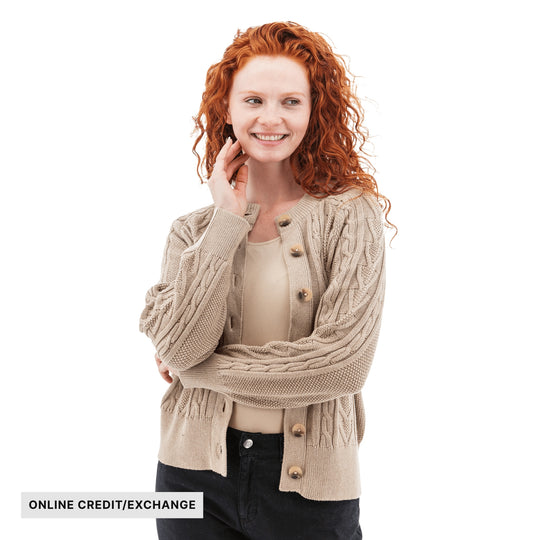 Aventura Women's Cascade Cable Knit Raglan Cardigan - Natural - ONLINE CREDIT/EXCHANGE - Lenny's Shoe & Apparel