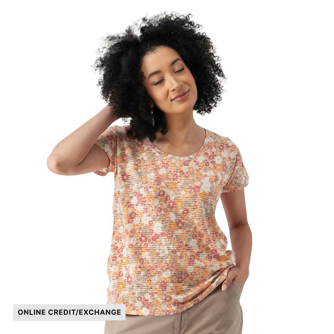 Aventura Women's Meadows Floral Burnout Tee - Pale Peach - ONLINE CREDIT/EXCHANGE - Lenny's Shoe & Apparel