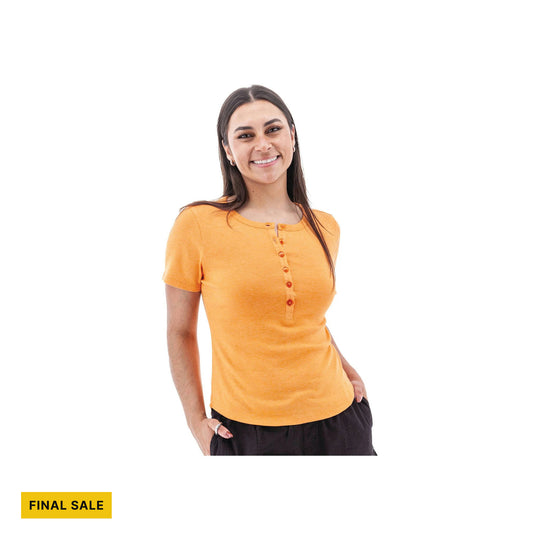 Aventura Women's Sandia Henley Tee - Apricot - FINAL SALE - Lenny's Shoe & Apparel