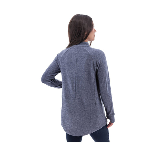 Gray long-sleeve fleece tunic shown from the back