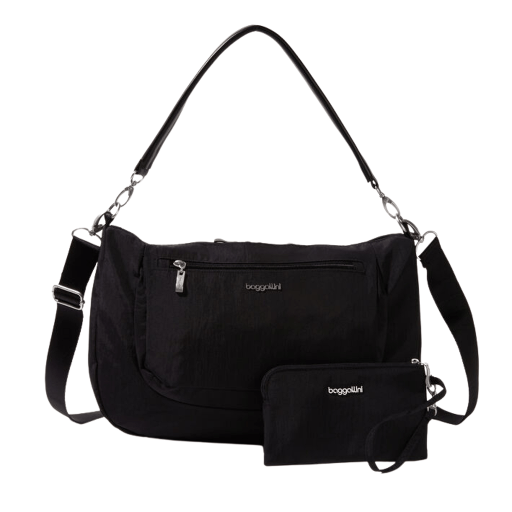 Baggallini Modern Everywhere Half Moon Messenger - Black - Lenny's Shoe & Apparel