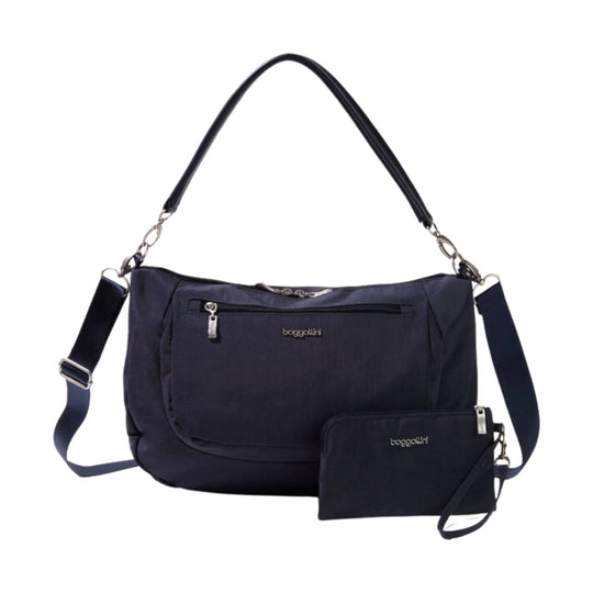 Baggallini Modern Everywhere Half Moon Messenger - French Navy - Lenny's Shoe & Apparel