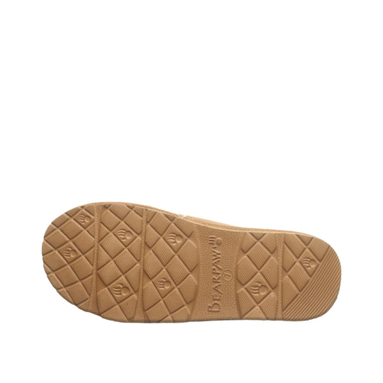 Tan slipper outsole with diamond tread and BEARPAW branding