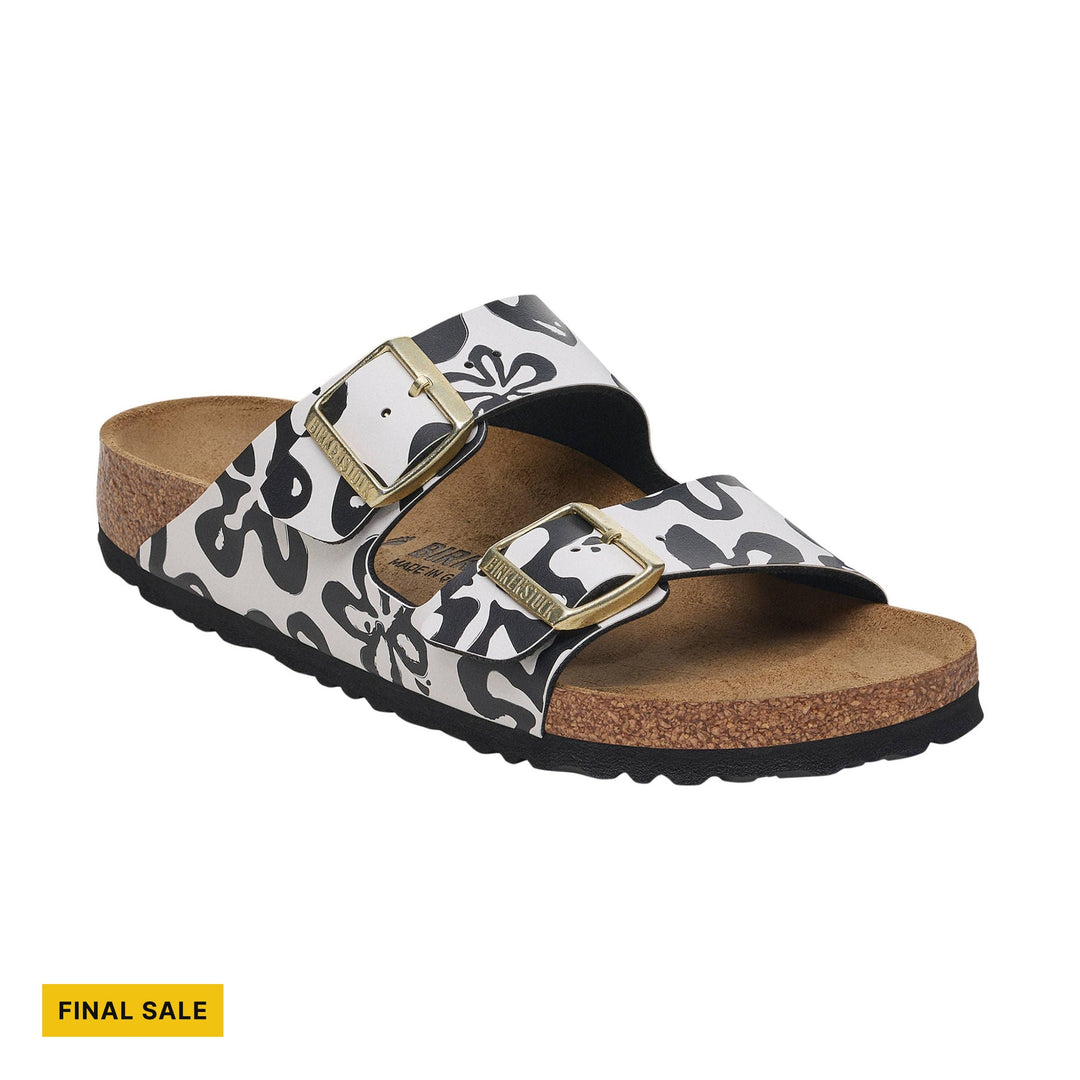 Birkenstock Arizona Sandal - Birko-Flor Blooms White/Black - FINAL SALE - Lenny's Shoe & Apparel