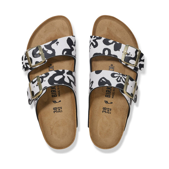 Birkenstock Arizona Sandal - Birko - Flor Blooms White/Black - Lenny's Shoe & Apparel