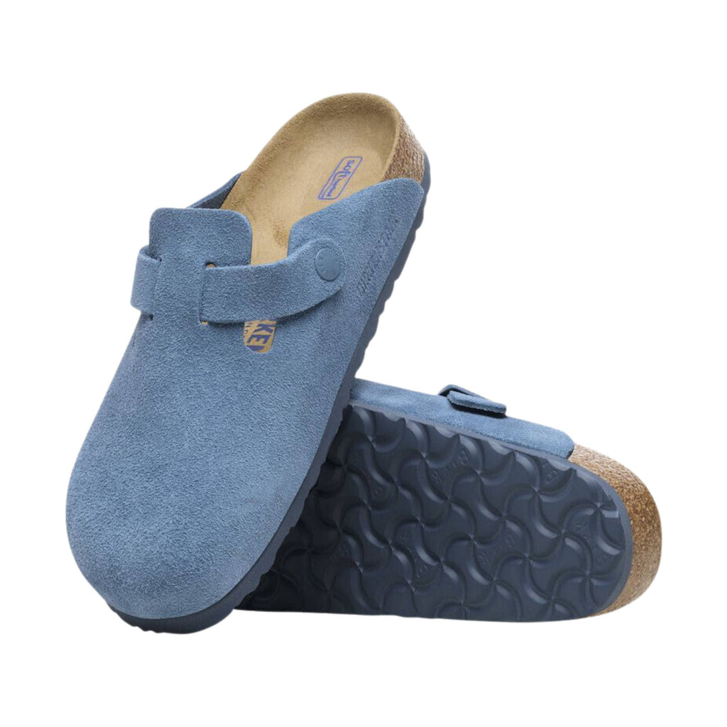 Birkenstock Boston Soft Footbed Suede Leather Clog - Elemental Blue - Lenny's Shoe & Apparel