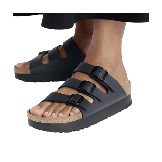 Birkenstock Florida Vegan Flex Platform Sandal - Birko Flor Black - Lenny's Shoe & Apparel