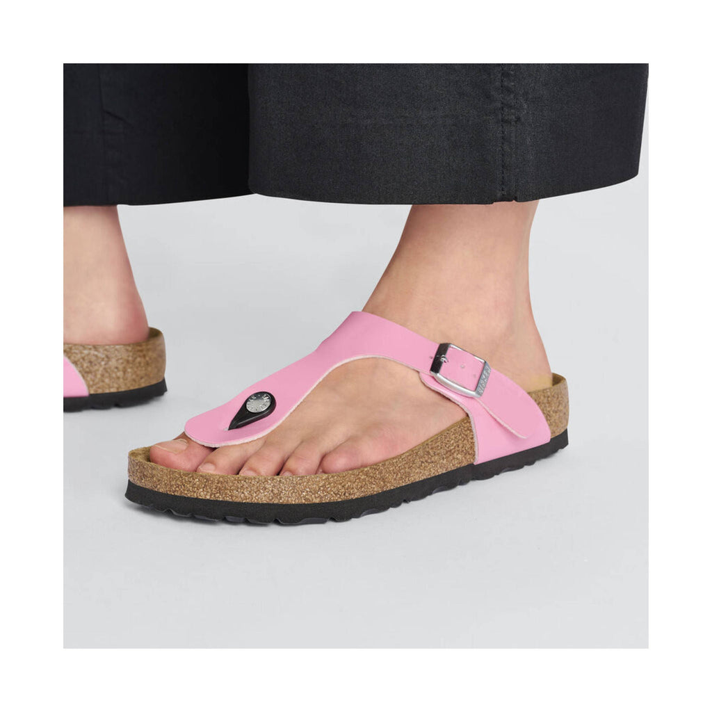 Birkenstock Gizeh Birko Flor Patent Sandal - Candy Pink/Black - Lenny's Shoe & Apparel