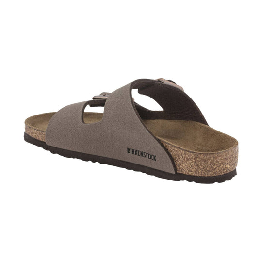 Brown two-strap cork footbed sandal with side cutouts and BIRKENSTOCK branding