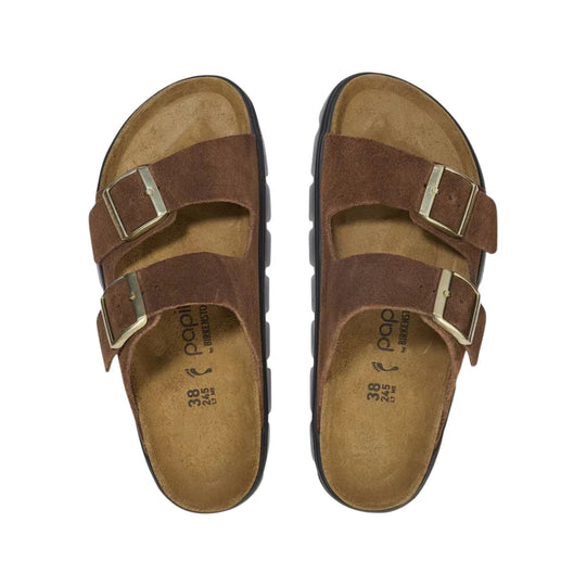 Birkenstock Papillio Arizona Chunky Sandal - Suede Leather Dark Tea/Black - Lenny's Shoe & Apparel