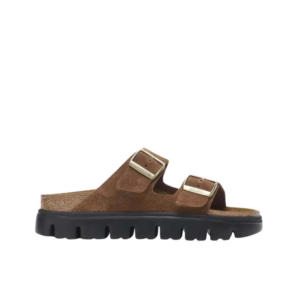 Birkenstock Papillio Arizona Chunky Sandal - Suede Leather Dark Tea/Black - Lenny's Shoe & Apparel