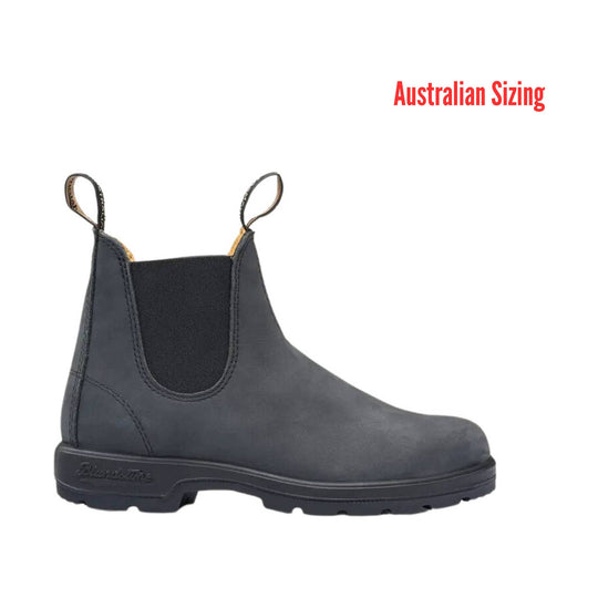Gray Chelsea boot on a white background with 'Australian Sizing' text.