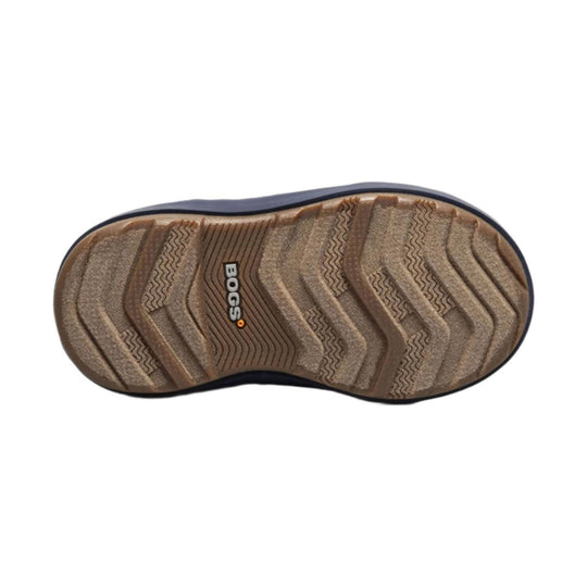 Brown boot outsole with deep tread and BOGS logo