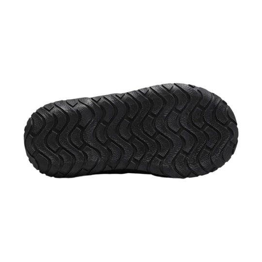Black boot outsole with deep wavy tread pattern