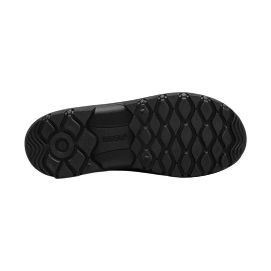 Black boot outsole with diamond tread and BOGS logo