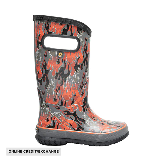 Bogs Kids' Fire Flame Rain Boots - Dark Grey Multi - ONLINE CREDIT/EXCHANGE - Lenny's Shoe & Apparel