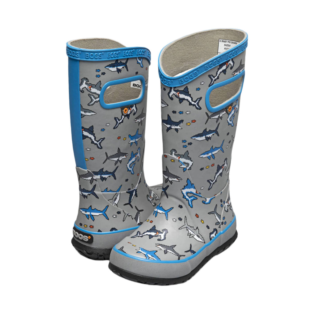 Bogs Kids' Pixel Shark Rain Boots - Gray Multi - Lenny's Shoe & Apparel