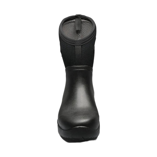Black insulated mid-calf boot with textured shaft, smooth toe, and front view