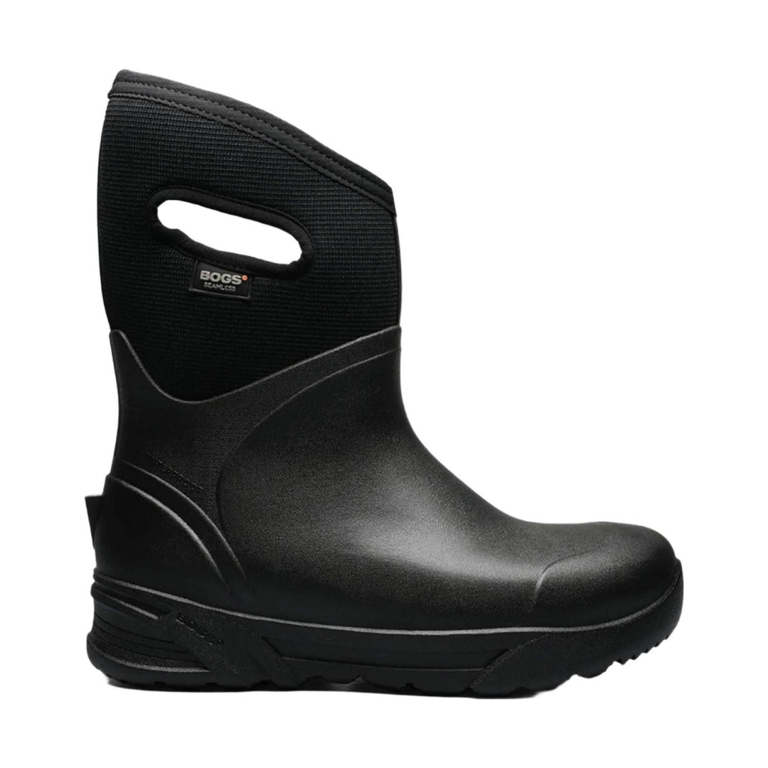 Black pull-on winter boot with a side carry handle and BOGS label