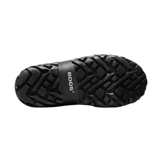 Black boot outsole with deep tread and BOGS logo