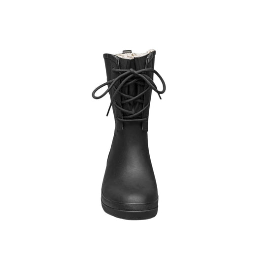 Black lace-up winter boot shown from the front