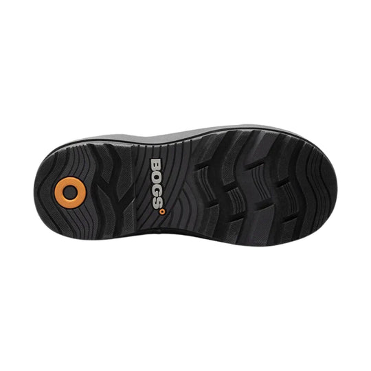 Black boot outsole with deep tread and BOGS logo