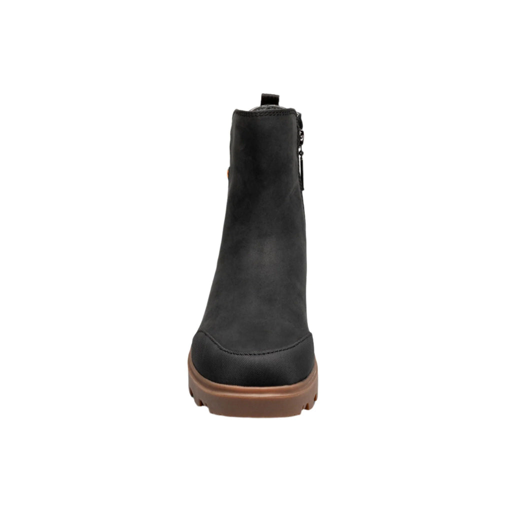 Bogs Women's Holly Zip Leather II Slip On Boots - Black - Lenny's Shoe & Apparel
