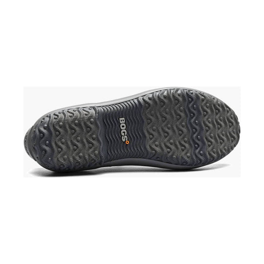 Black rubber boot sole with BOGS logo and wavy tread pattern