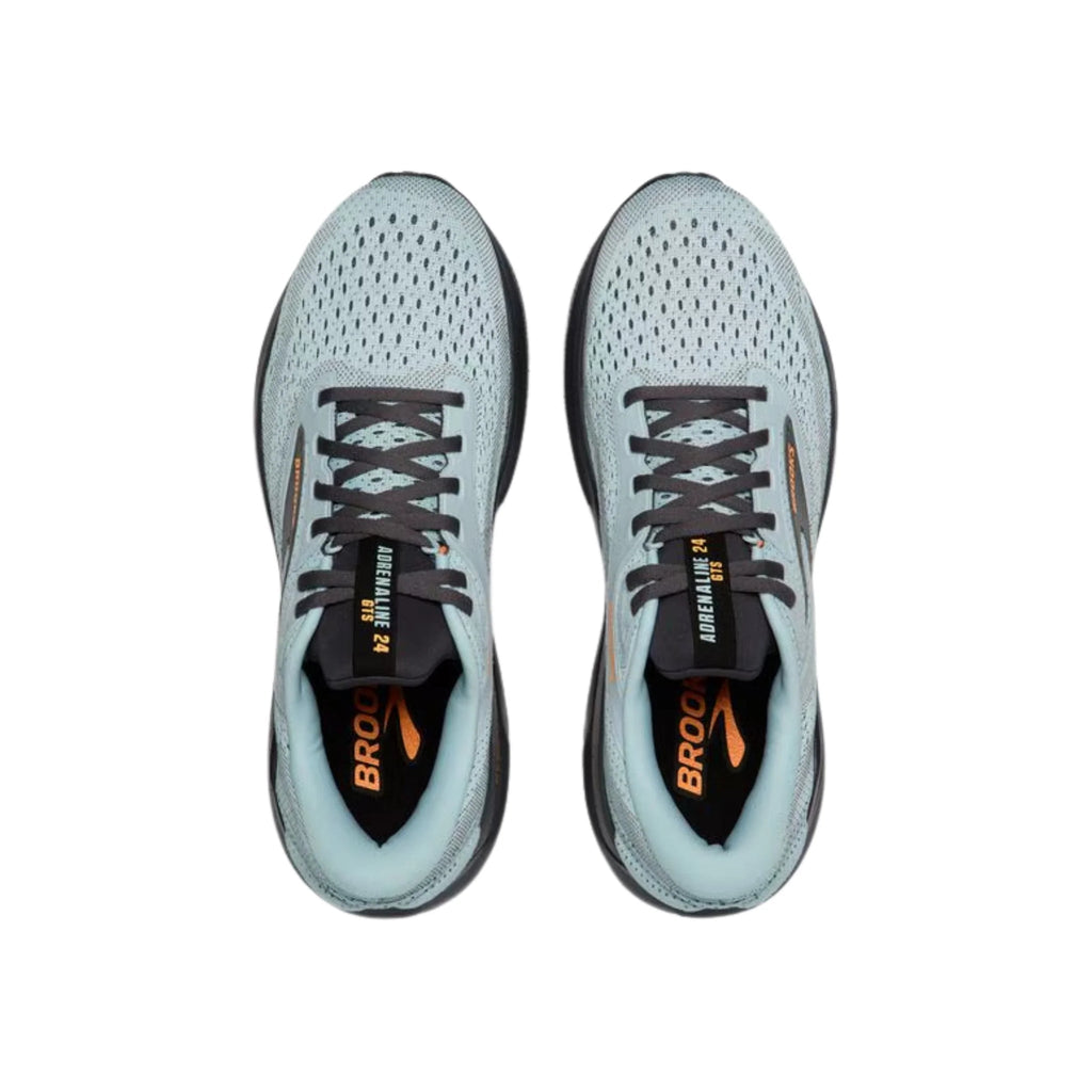 Brooks Men's Adrenaline GTS 24 Road Running Shoes - Winter Sky/Ebony/Orange - Lenny's Shoe & Apparel