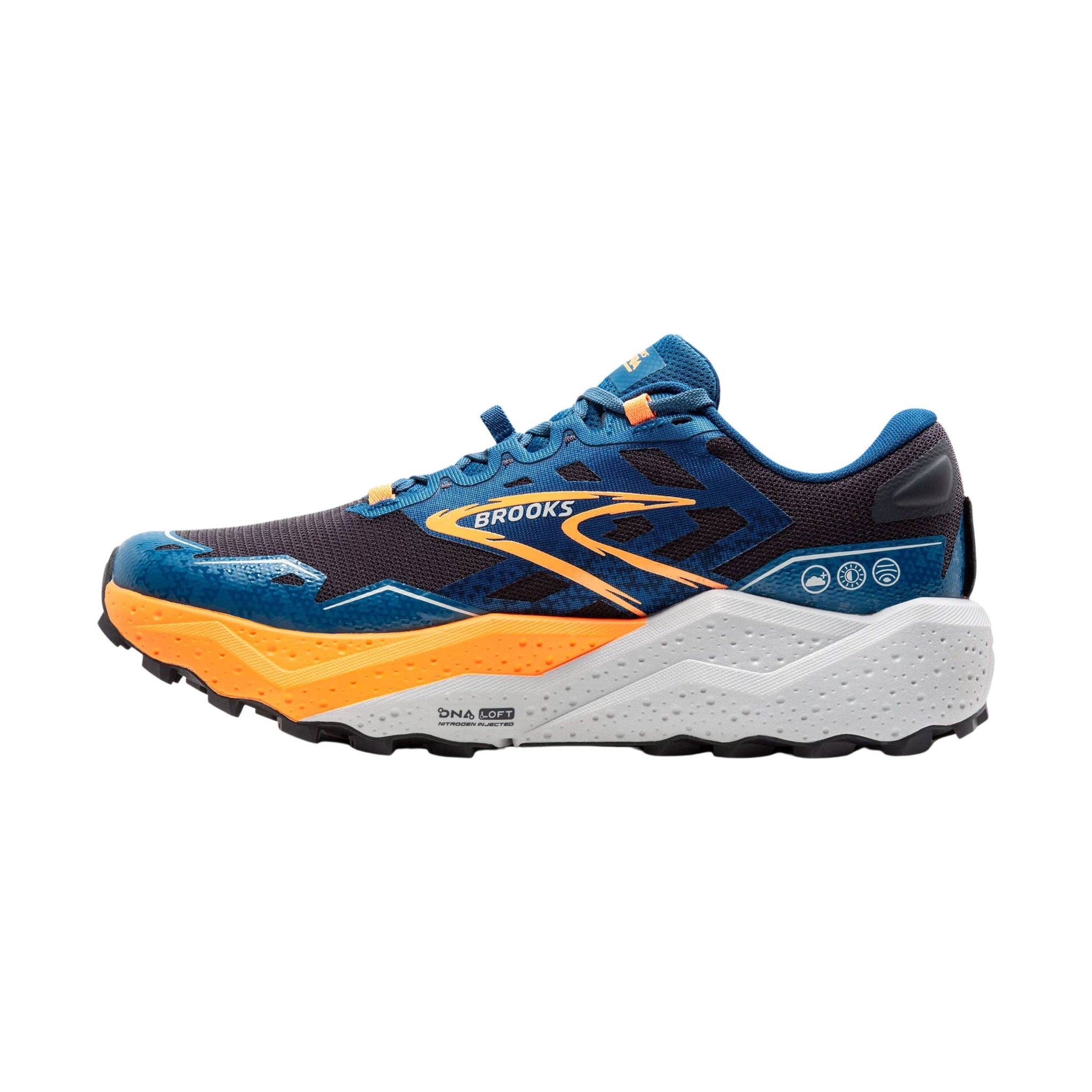Brooks Men's Caldera Trail Running Shoe Ebony/Blue Sapphire/Orange