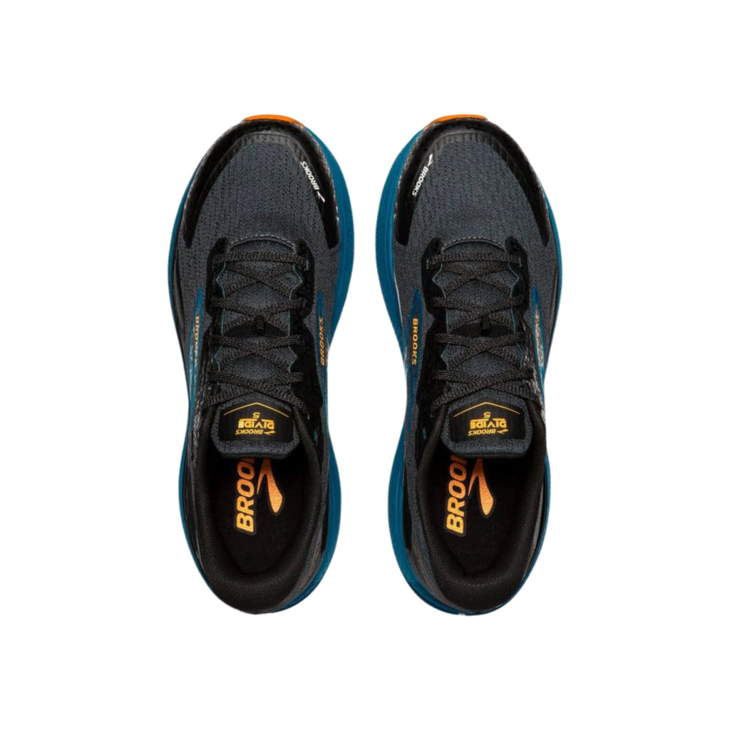 Brooks Men's Divide 5 Trail Running Shoes - Ebony/Mosaic Blue/Orange - Lenny's Shoe & Apparel