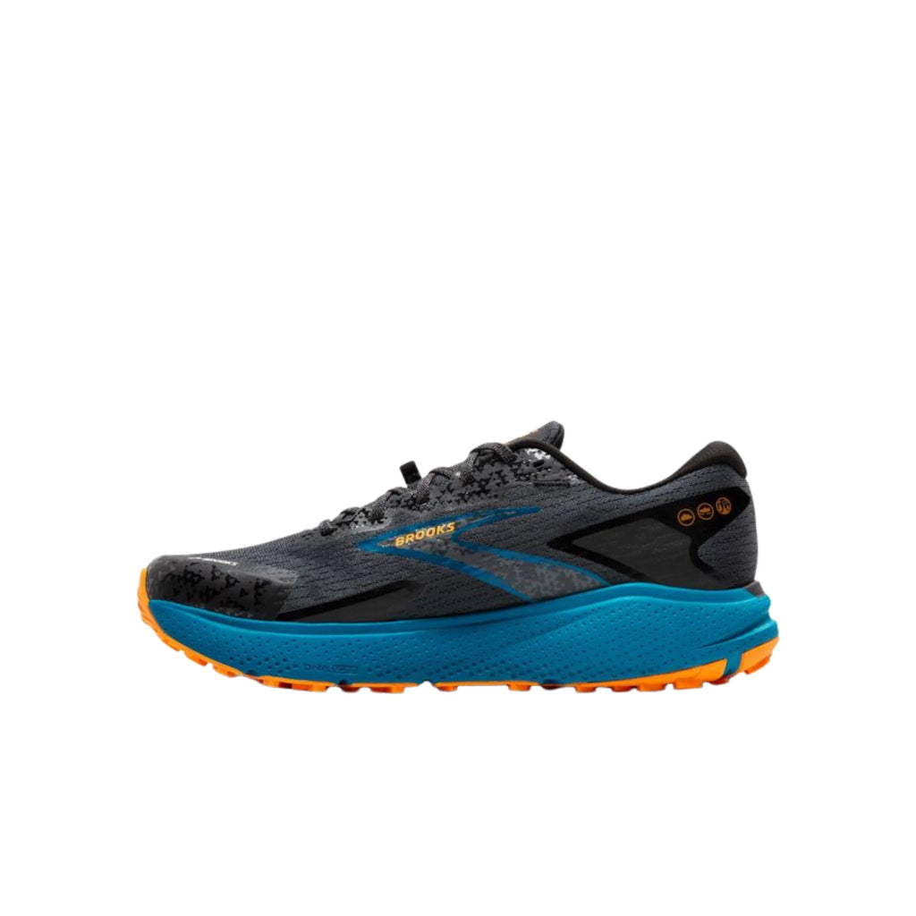 Brooks Men's Divide 5 Trail Running Shoes - Ebony/Mosaic Blue/Orange - Lenny's Shoe & Apparel