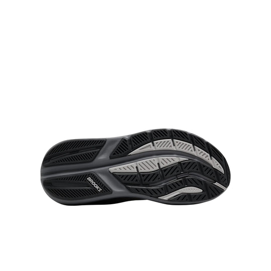 Black and gray running shoe outsole with Brooks logo
