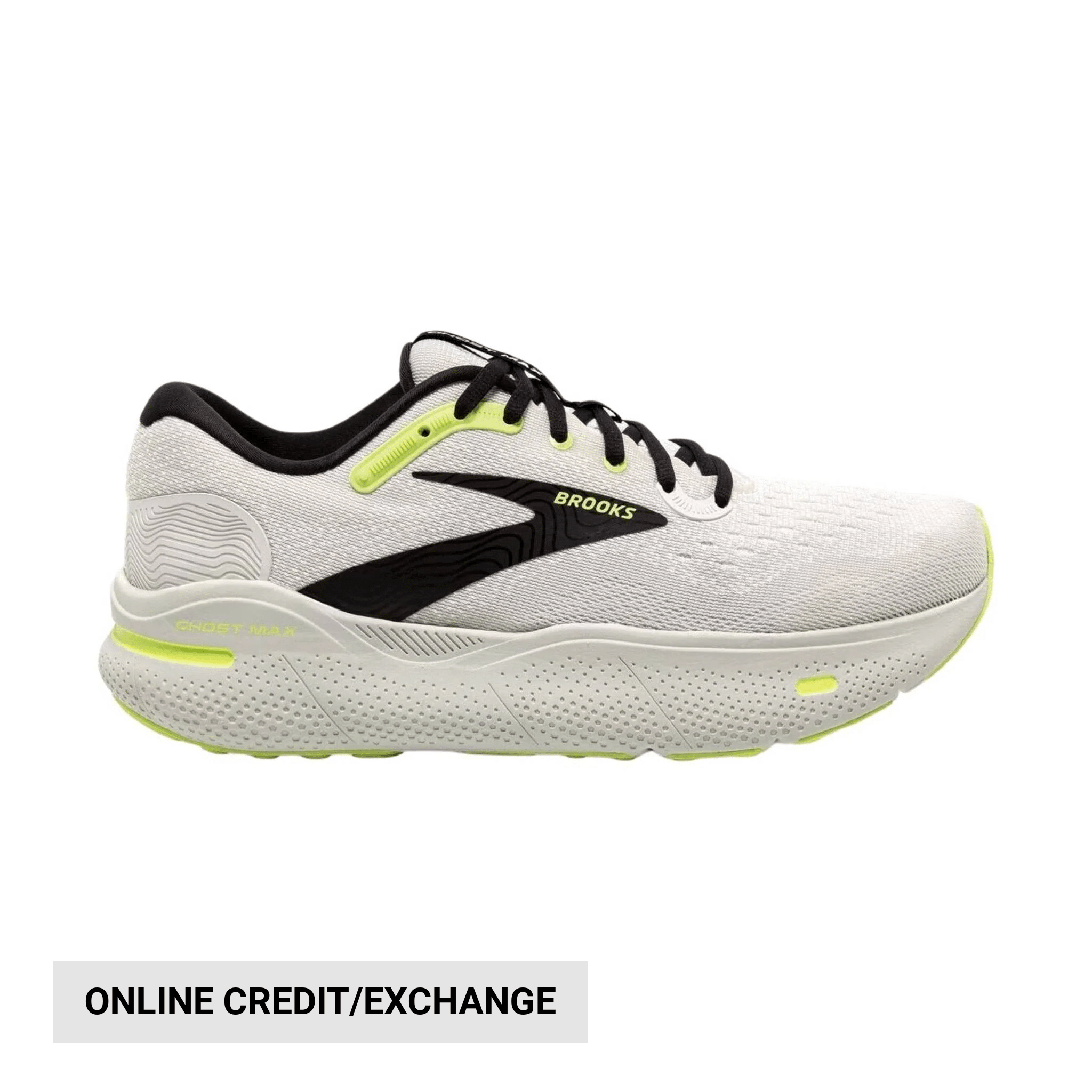 Brooks Men's Ghost Max Running Shoe Grey/Black/Sharp Green