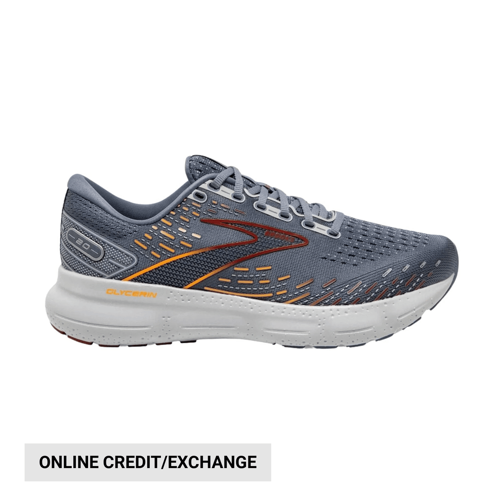 Brooks Men's Glycerin 20 Road Running Shoes - Grey/Chili Oil/ Orange - Lenny's Shoe & Apparel