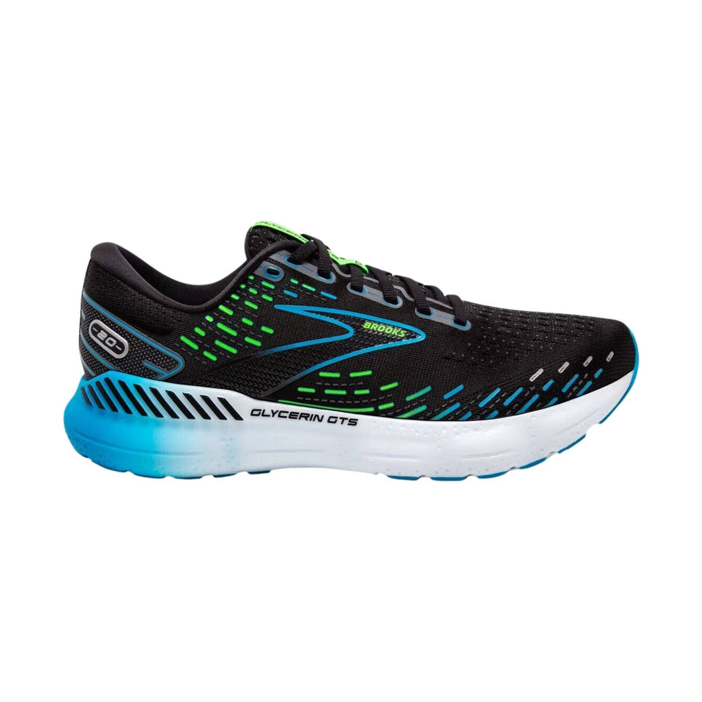 Brooks Men's Glycerin GTS 20 Road Running Shoes - Black/Hawaiian Ocean/Green - Lenny's Shoe & Apparel