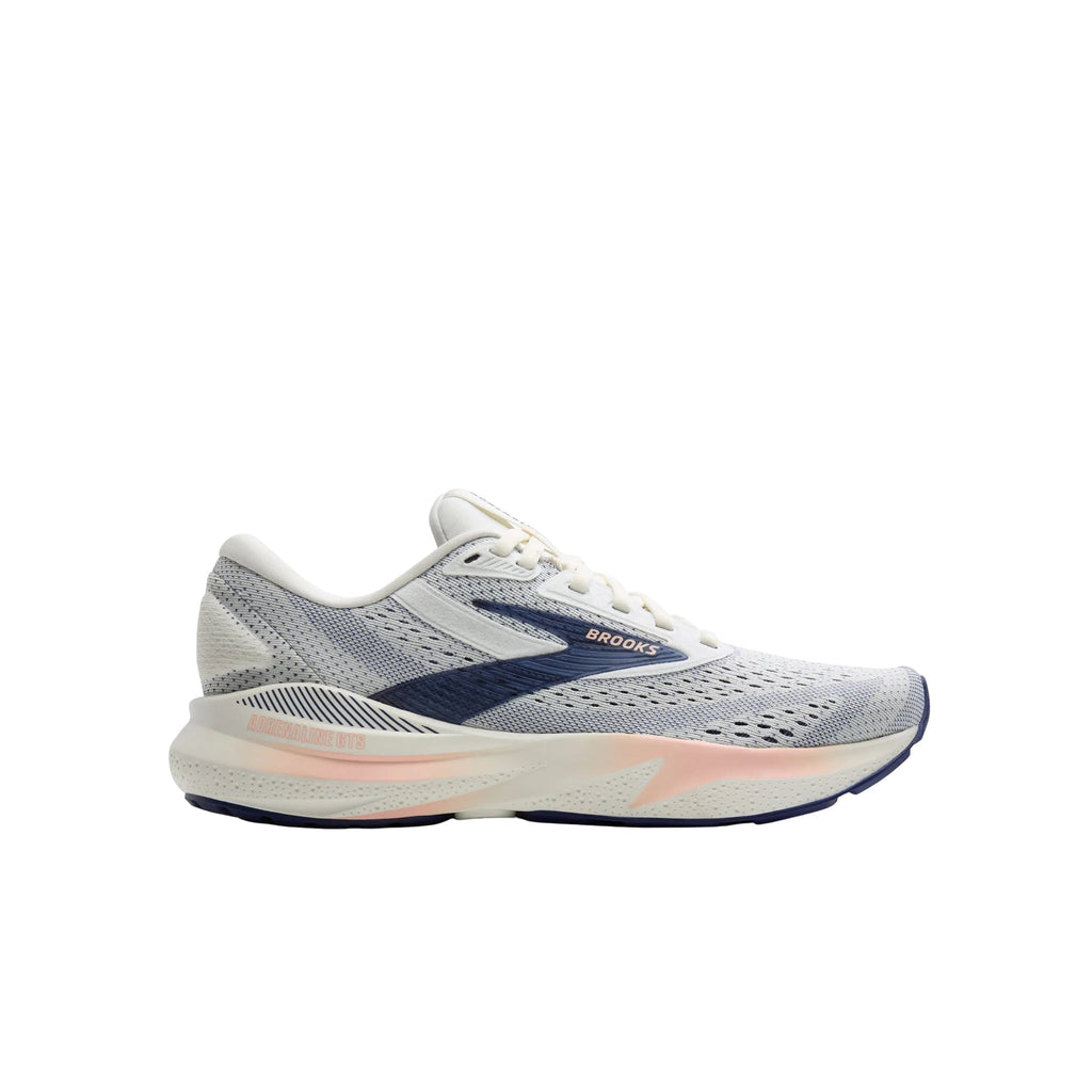 Brooks Women's Adrenaline GTS 24 Road Running Shoes - Grey/Blue Ribbon/Peach - Lenny's Shoe & Apparel