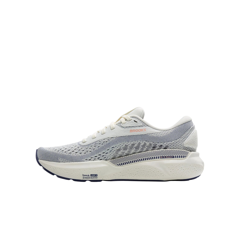 Brooks Women's Adrenaline GTS 24 Road Running Shoes - Grey/Blue Ribbon/Peach - Lenny's Shoe & Apparel