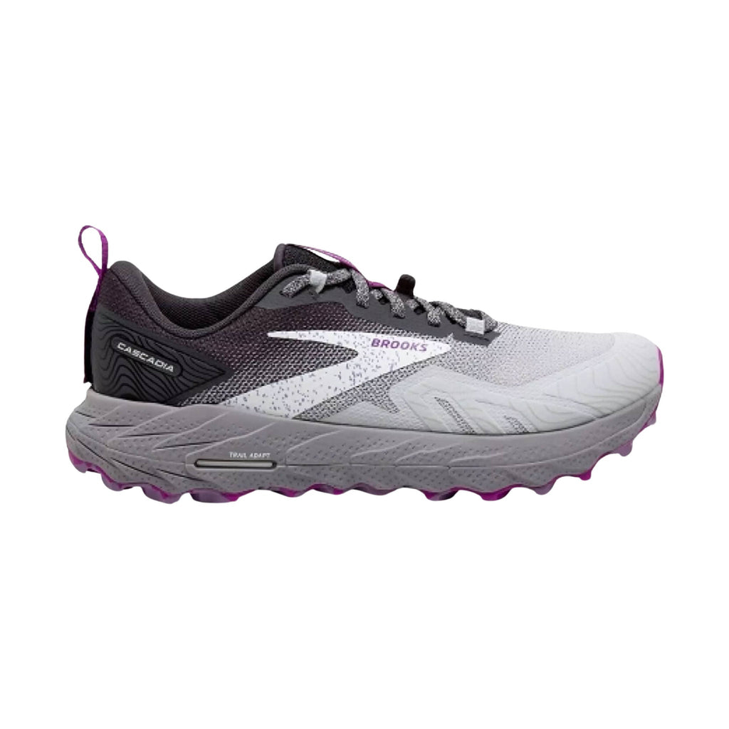 Brooks Women's Cascadia 17 Running Shoes - Oyster/Blackened Pearl/Purple - Lenny's Shoe & Apparel