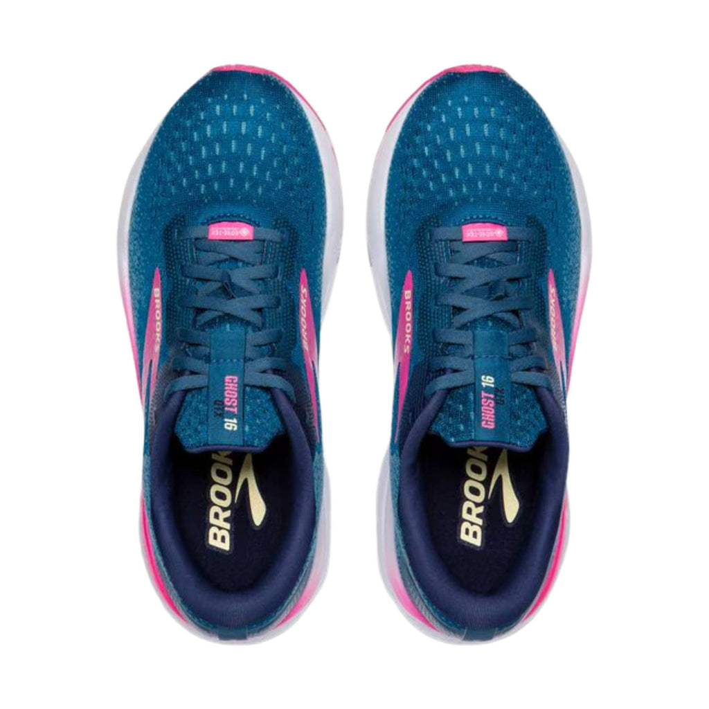 Brooks Women's Ghost 16 GTX Road Running Shoes - Moroccan Blue/Pink/Yellow - Lenny's Shoe & Apparel