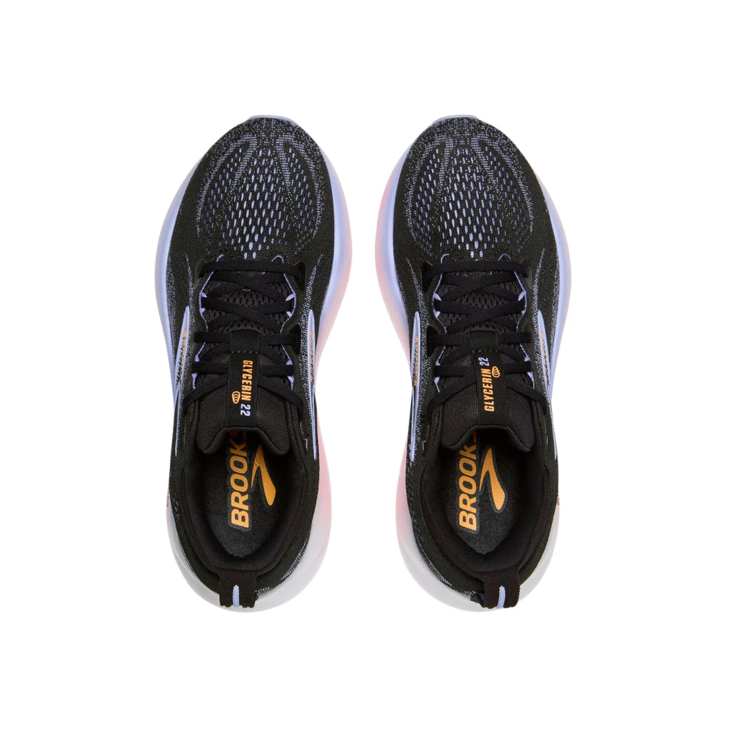 Brooks Women's Glycerin 22 Road Running Shoes - Black/Blue Heron/Orange - Lenny's Shoe & Apparel