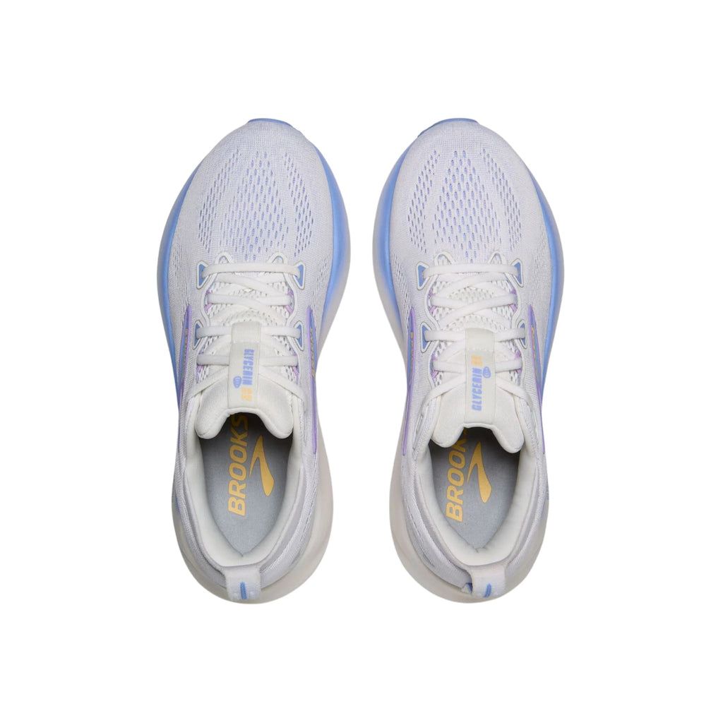 Brooks Women's Glycerin 22 Road Running Shoes - White/Blue Heron/Apricot - Lenny's Shoe & Apparel