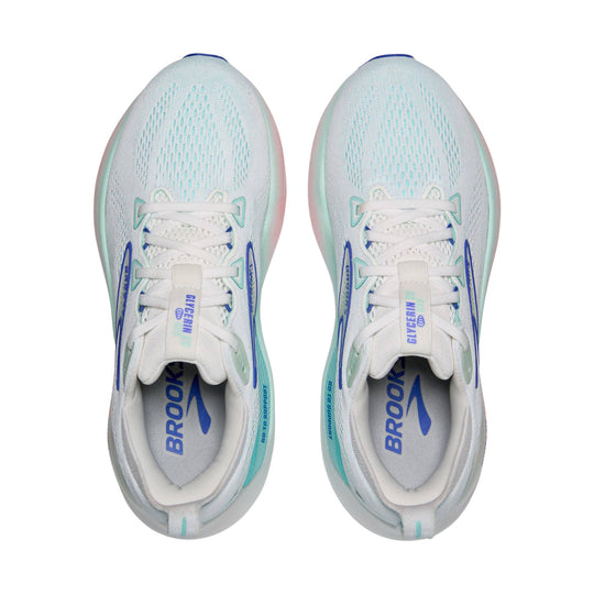 Brooks Women's Glycerin GTS 22 Road Running Shoes - White/Limpet Shell/Amparo Blue - Lenny's Shoe & Apparel