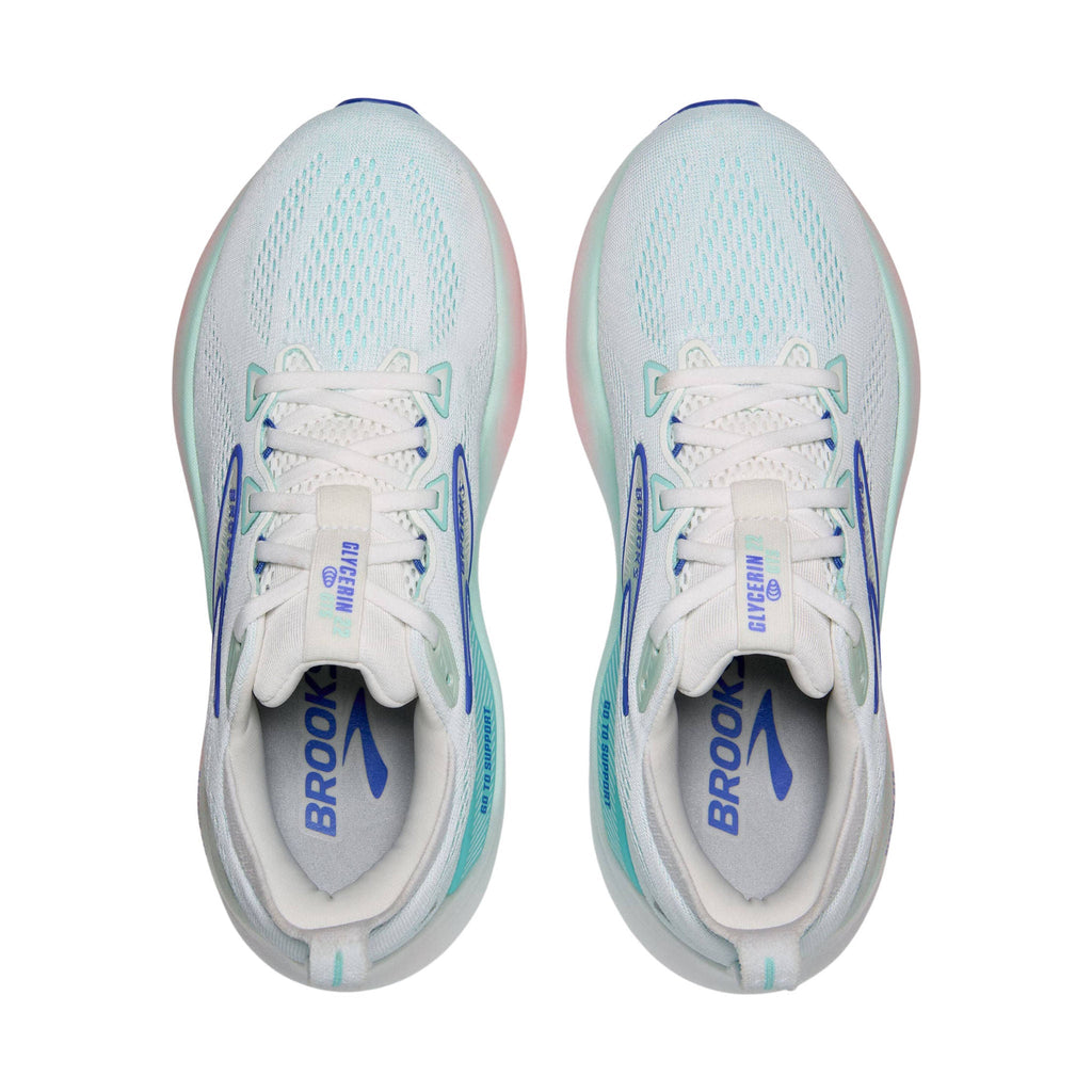 Brooks Women's Glycerin GTS 22 Road Running Shoes - White/Limpet Shell/Amparo Blue - Lenny's Shoe & Apparel