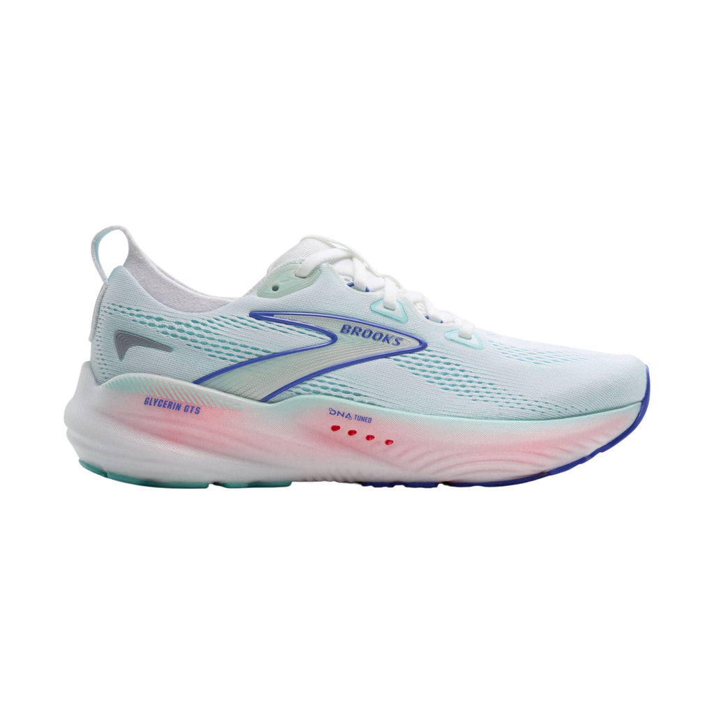 Brooks Women's Glycerin GTS 22 Road Running Shoes - White/Limpet Shell/Amparo Blue - Lenny's Shoe & Apparel