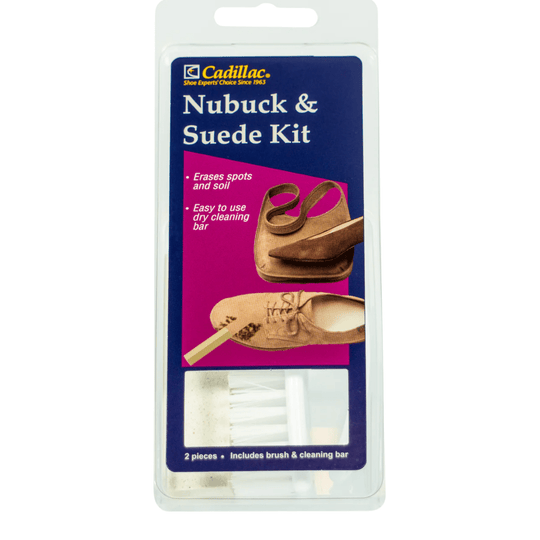 Shoe cleaning kit with brush and cleaning bar in clear plastic packaging