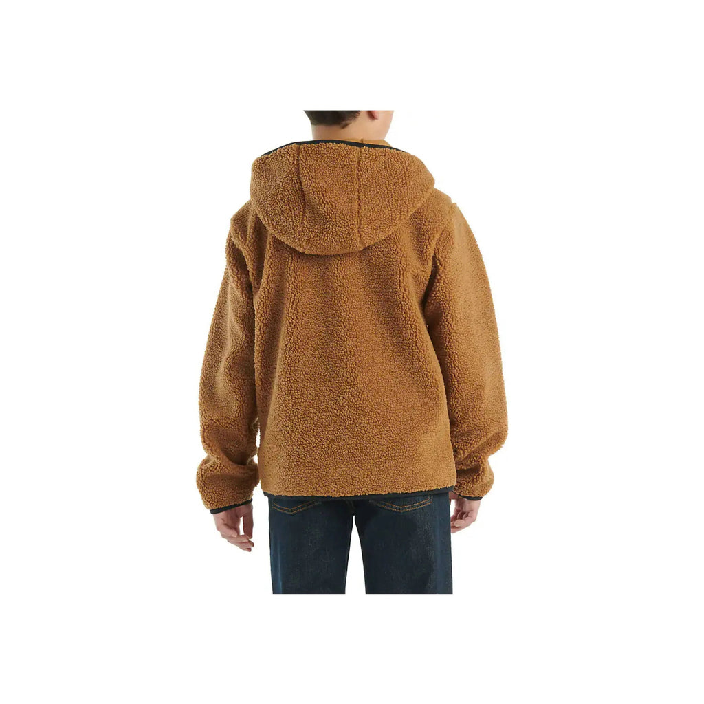 Carhartt Boys' Long Sleeve Fleece Hooded Half Zip Sweatshirt - Brown - Lenny's Shoe & Apparel