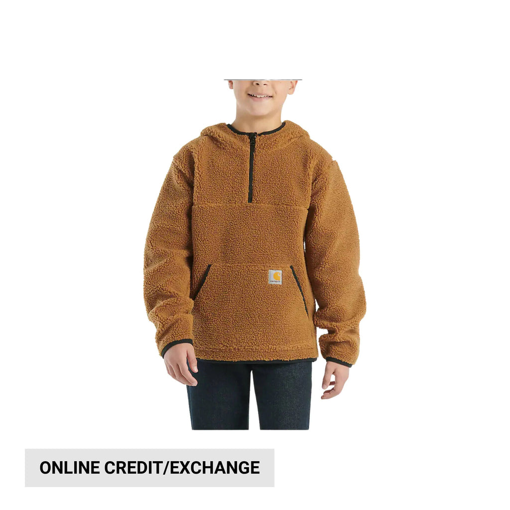 Carhartt Boys' Long Sleeve Fleece Hooded Half Zip Sweatshirt - Brown - Lenny's Shoe & Apparel